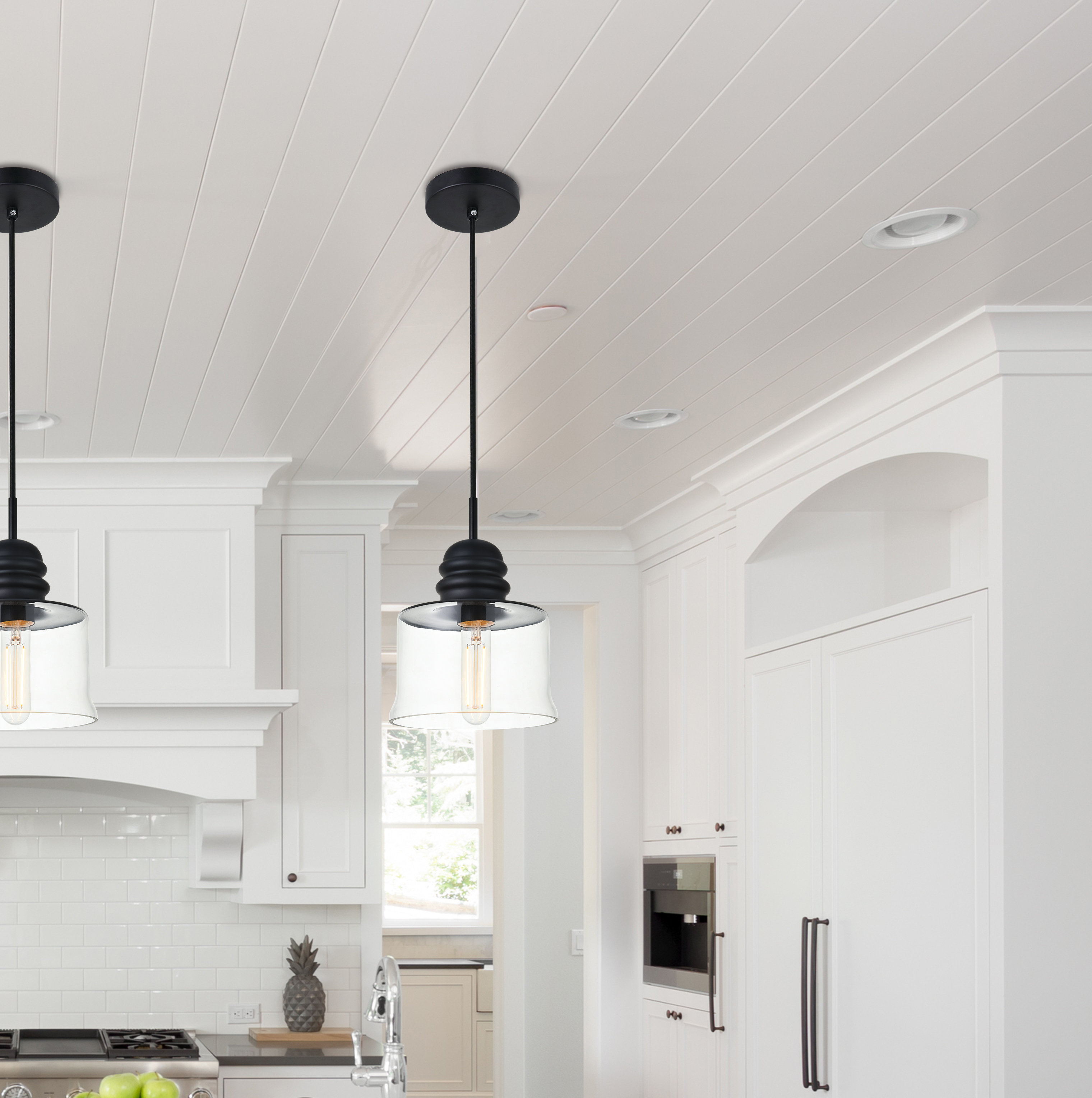 Gracie Oaks Zayn 1 Light Single Bell Pendant With Glass Accents Reviews Wayfair