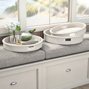 Winterview Artisanal Woven Round 3 Piece Serving Tray Set