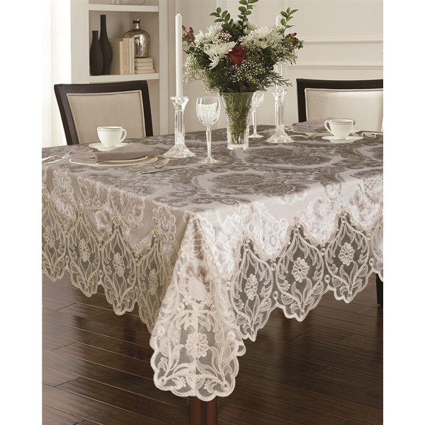 Violet Linen Deluxe Elegant Velvet Lace Sheer Floral Design Tablecloth Reviews Wayfair