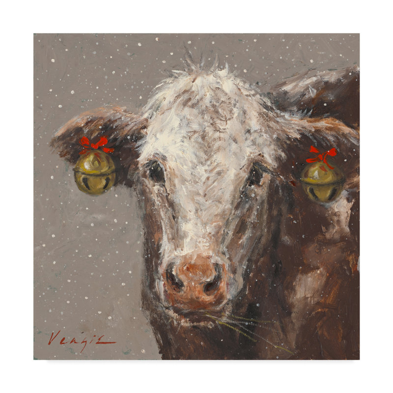 Trademark Art Patty The Brown Christmas Cow Graphic Art Print On