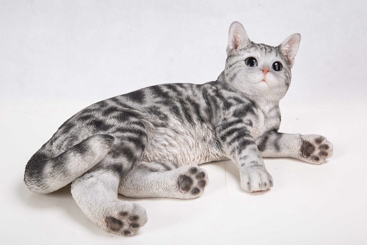 Hi Line Gift Ltd Lying Down American Shorthair Cat Statue