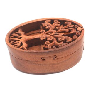Sun Moon-Wooden Puzzle Box Intarsia Wood Decorative Jewelry Trinket Box 