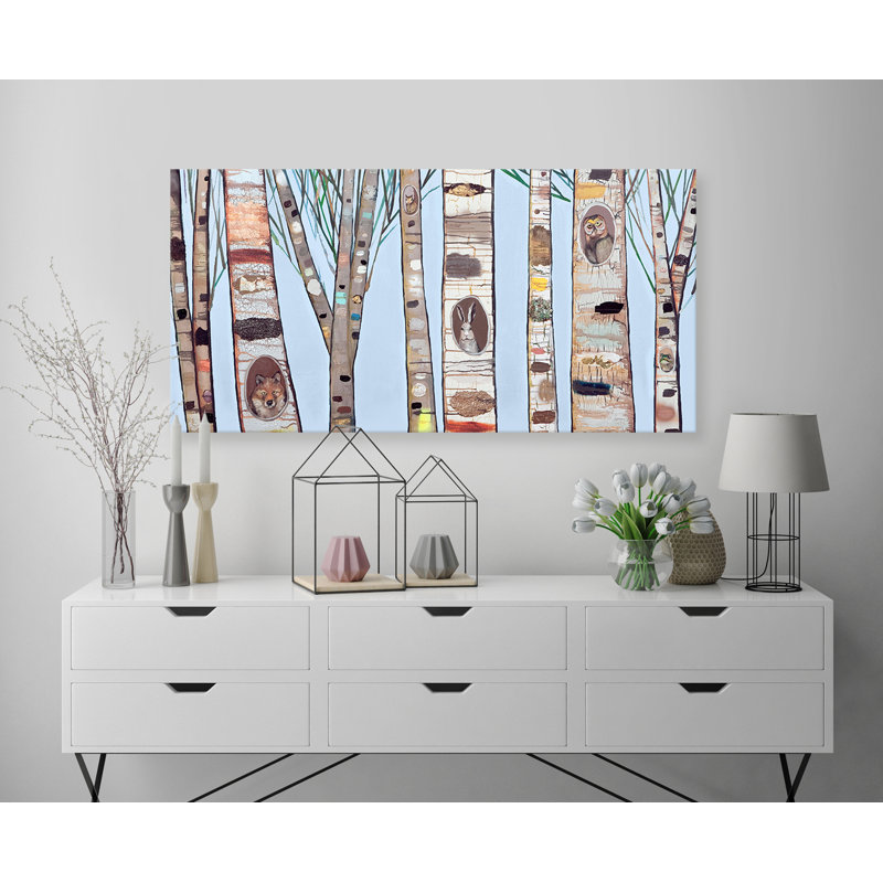 Greenbox Art Ice Blue Birch Trees By Eli Halpin Painting Print