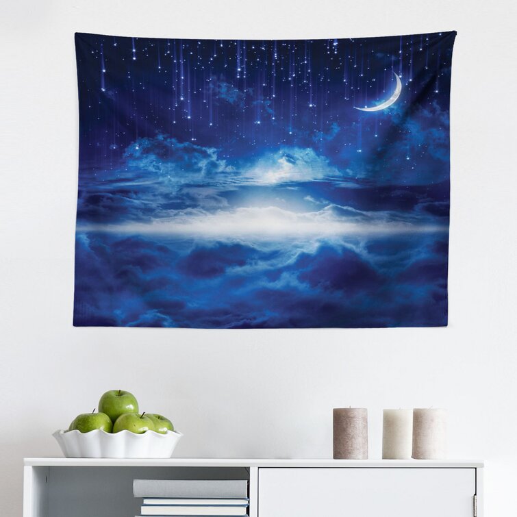 Wall26 Night sky with stars and moon Fabric Wall CVS 68x80 inches 