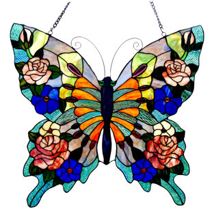 Stained Glass Panel Butterfly Ballet Stained Glass Window Hangings Window Treatments