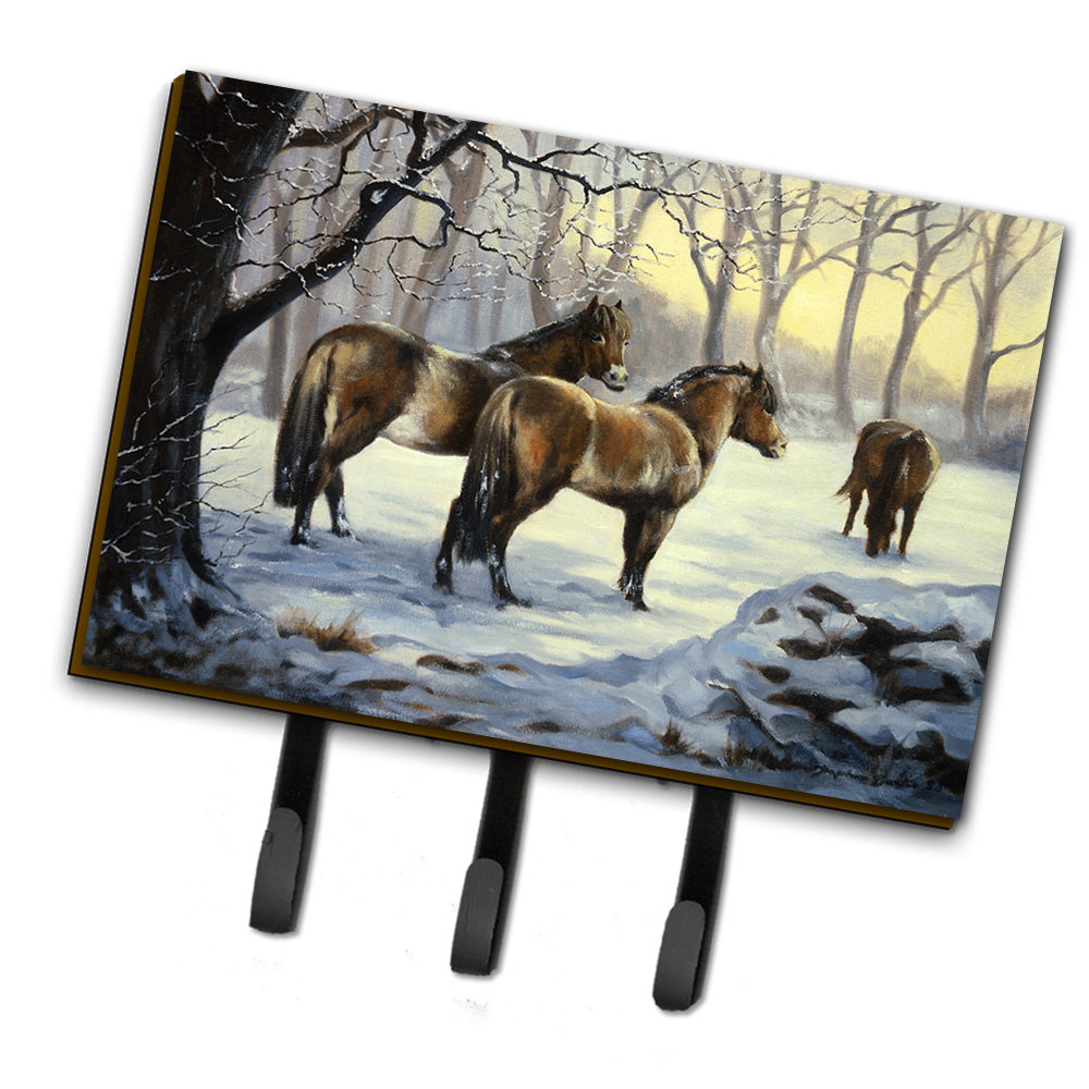 Caroline S Treasures Horses In Snow By Daphne Baxter Wall Key Organizer With Key Hooks Wayfair