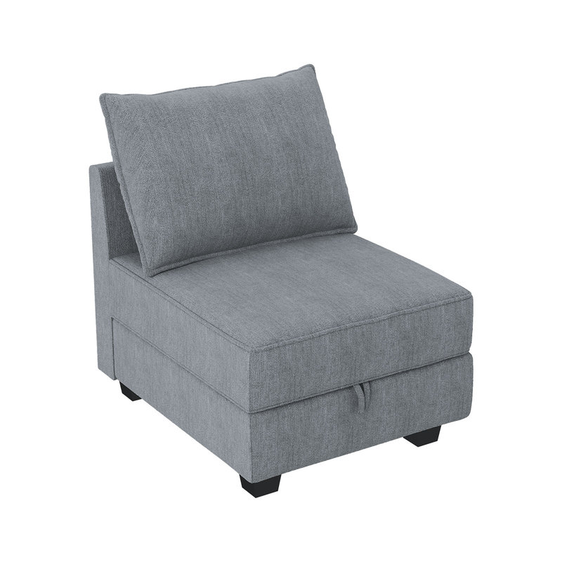  ( incomplete box 2 of 3 )) Modern Middle Seat Module For Modular Sofa Customizable Sectional Sofa Fabric: Bluish Gray Polyester