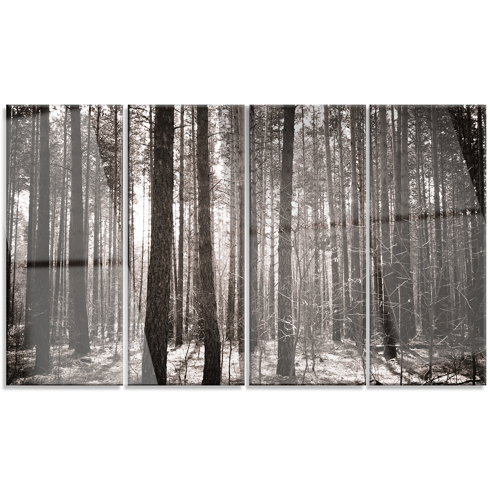 Designart Beautiful Misty Forest In The Autumn 4 Piece Photographic Print On Metal Set Wayfair