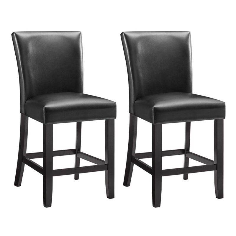 Red Barrel Studio® Set Of 2 Bar Stool With Middle Back, Solid Wood Legs ...