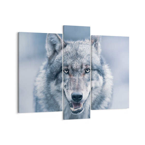 Union Rustic Canvas Picture (CB) 5073 Wolf Predator Wildness - 3 Piece ...