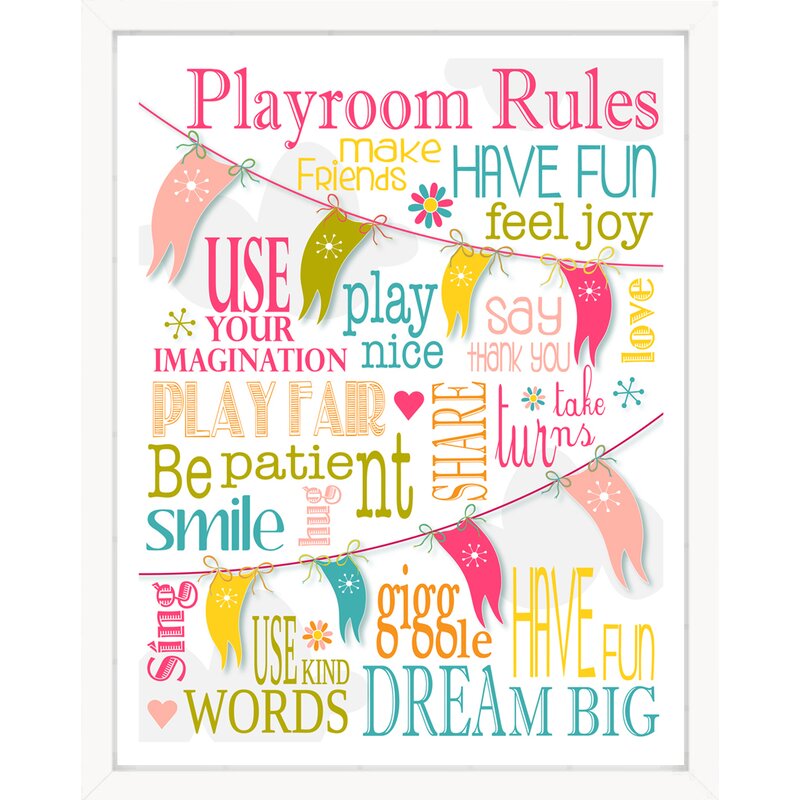 Finny and Zook Playroom Rules Pink Bunting Paper Print & Reviews | Wayfair