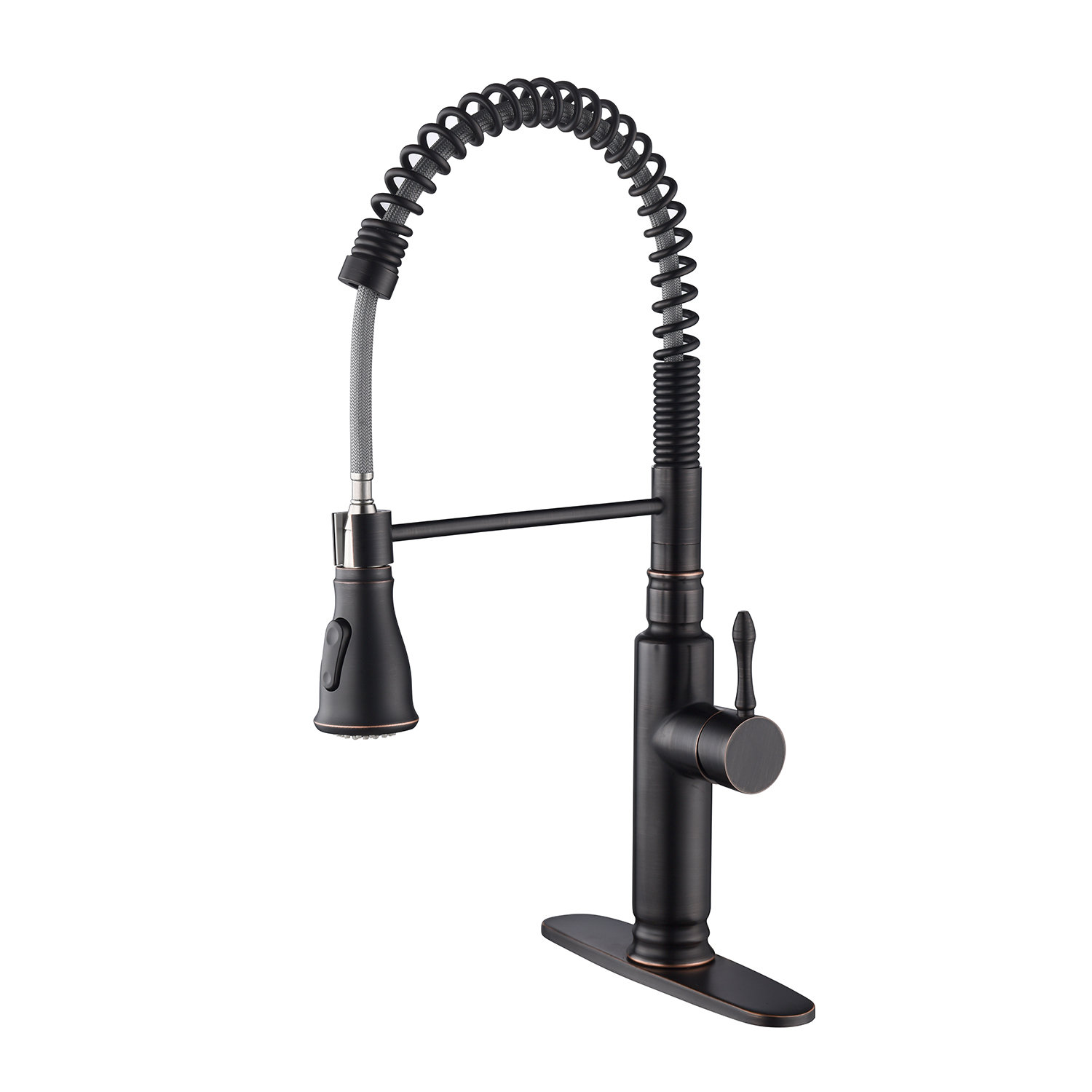 Stainless Steel Single Lever Handle Pull Down Sprayer Oil Rubbed Bronze Kitchen Faucet, Kitchen Sink Faucet With Deck Plate Stainless Steel Single Lever Handle Pull Down Sprayer Oil Rubbed Bronze Kitchen Faucet, Kitchen Sink Faucet With Deck Plate