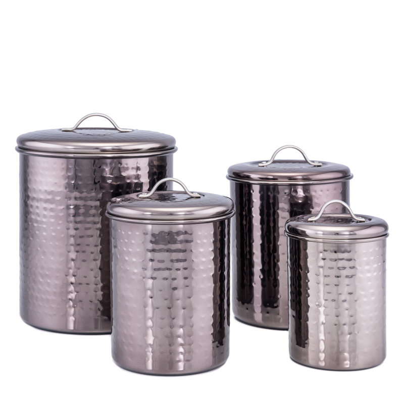 Old Dutch Black Pearl Hammered 4 Piece Kitchen Canister Set Black Pearl Hammered 4 Piece Kitchen Canister Set