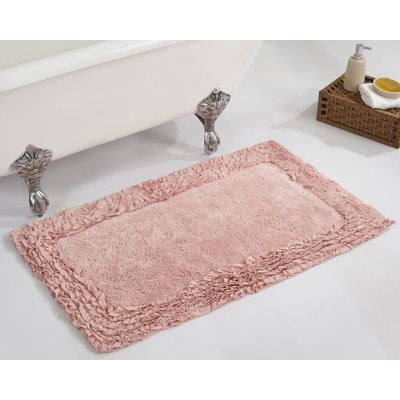 Aveliss 100% Cotton Tufted Bath Rug with Spray Latex Backing Machine Washable Luxurious Ruffle Border Ultra Soft and Absorbent Bathroom Rug