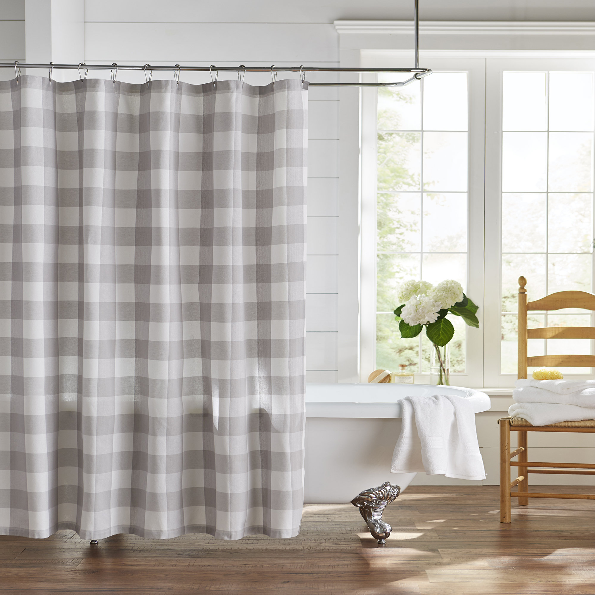Metro Farmhouse Indigo.shower Curtain 100/%cotton.