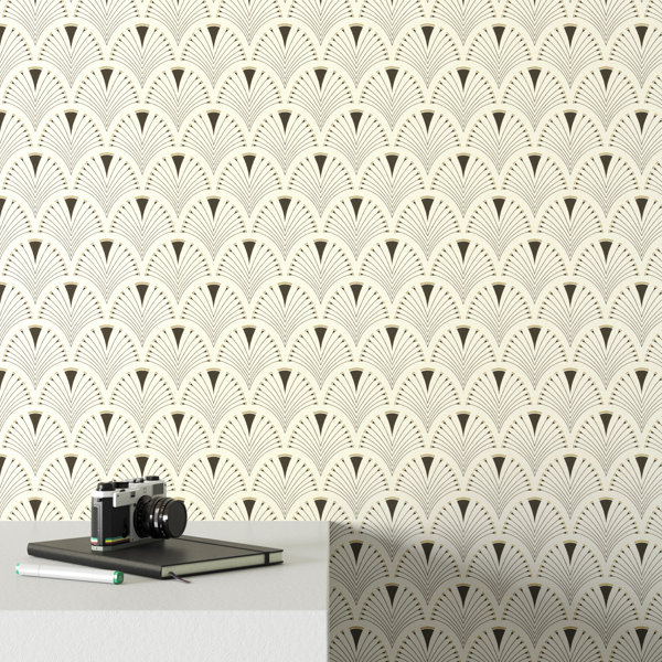 Modern Contemporary Art Deco Wallpaper Allmodern Teal and green watercolor with gilded circles pattern wallpaper. modern contemporary art deco wallpaper