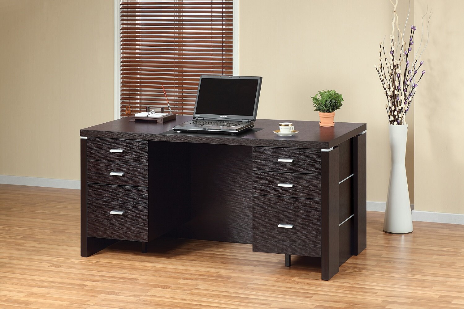 Latitude Run Red Cocoa Desk With 2 Locking File Drawers Wayfair Ca