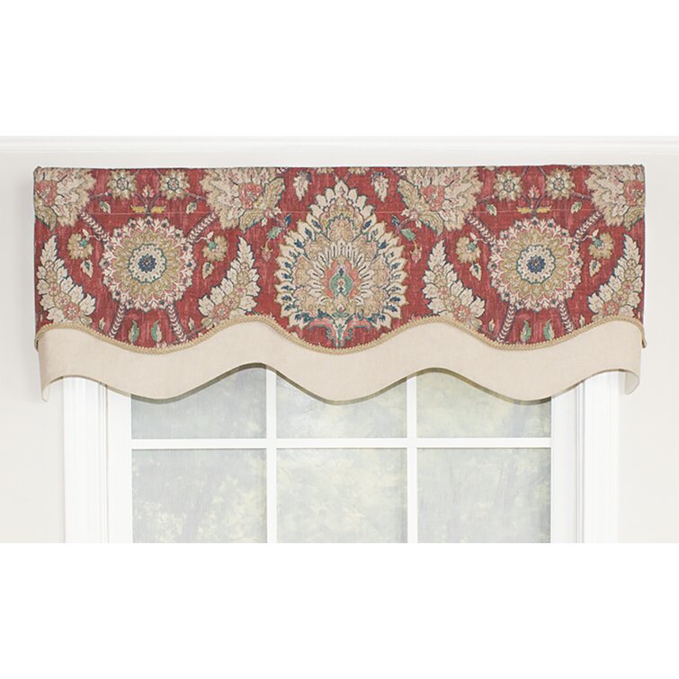 RLF Home Floral Cotton Scalloped 50'' Window Valance & Reviews | Wayfair