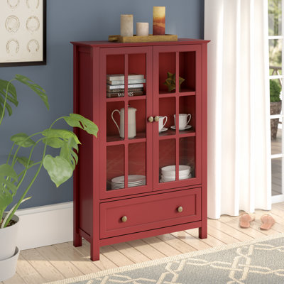 Three Posts Valerie Tall Accent Cabinet Color Red