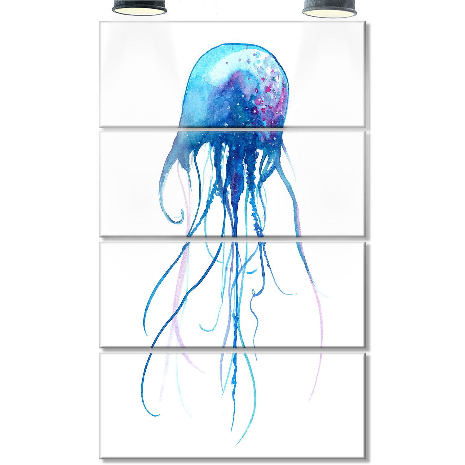 Designart Light Blue Jellyfish Watercolor 4 Piece Graphic Art On Metal Set Wayfair