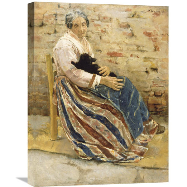 Global Gallery An Old Woman With Cat By Max Liebermann Painting