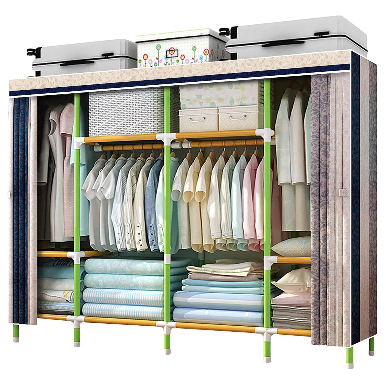 Portable Closet Wardrobe Clothes Hanging Rack Storage Organizer Cupboard 
