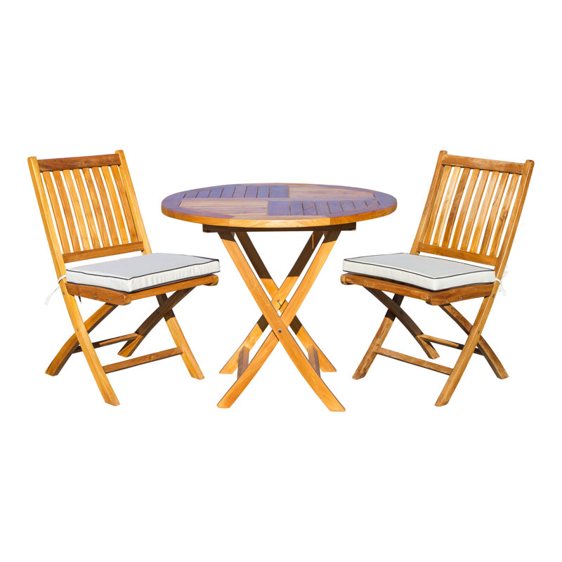 Bayou Breeze Witte 3 Piece Teak Bistro Set with Sunbrella ... (800 x 800 Pixel)
