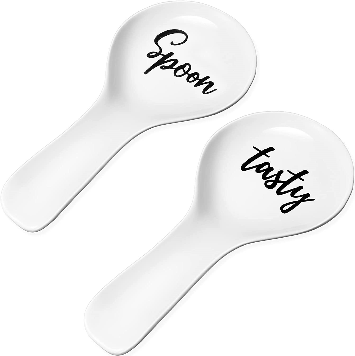 Latitude Run® Set Of 2 Spoon Rest Ceramic Stove Spoon Holder White