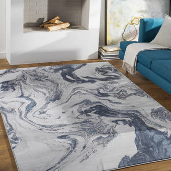 Wrought Studio Summer Louise Power Loom Blue Rug Wayfair