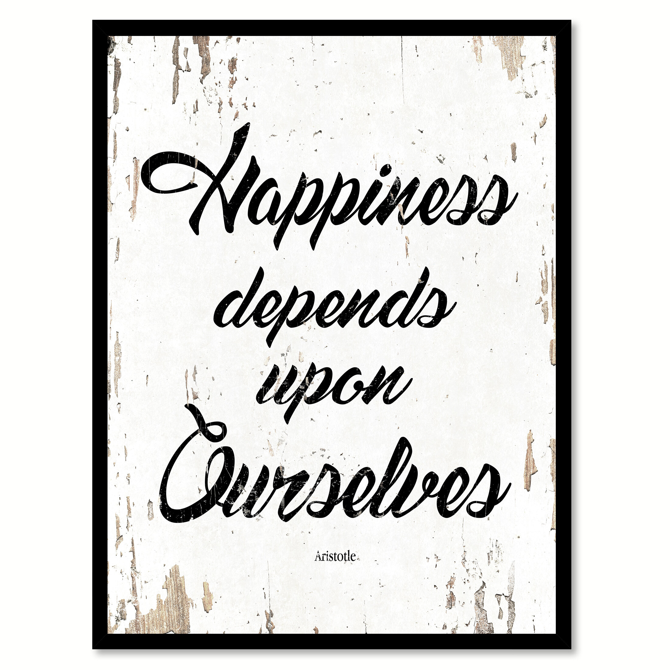 Winston Porter Happiness Depends Upon Ourselves Picture Frame Textual Art Print On Canvas Wayfair