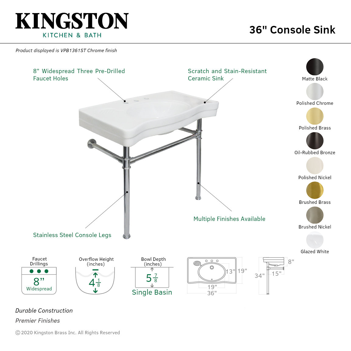 Kingston Brass Duchess Ceramic Rectangular Console Bathroom Sink With Overflow Reviews Wayfair
