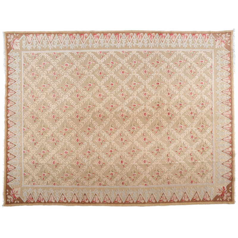 One-of-a-Kind Axminster Hand-Knotted 9' x 11'1" Wool Beige Area Rug