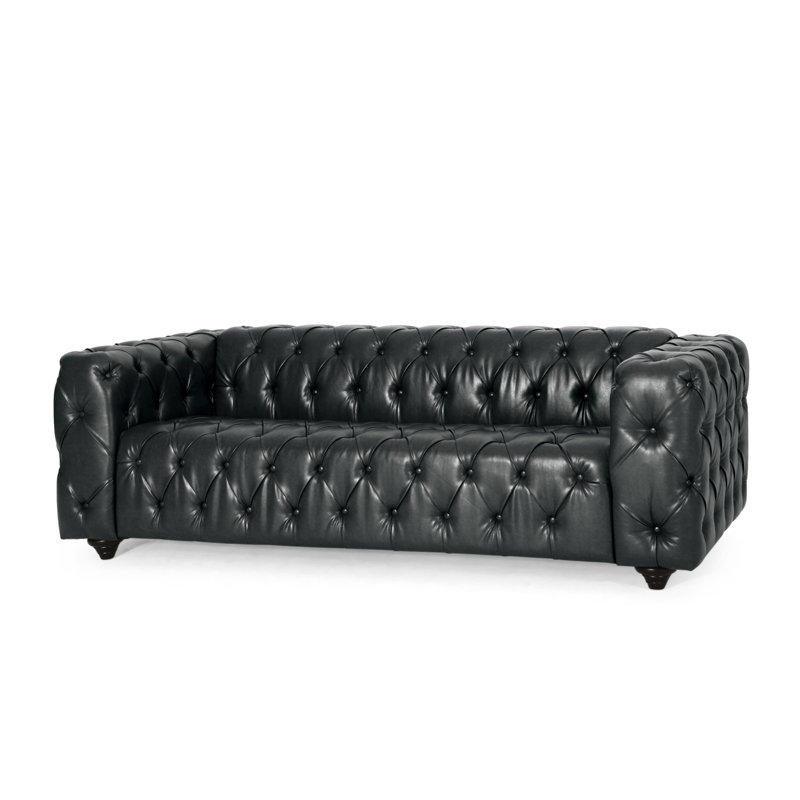 Aloe Upholstered Sofa_1 Leather Type: Midnight Faux Leather(box 3 or 3 only)