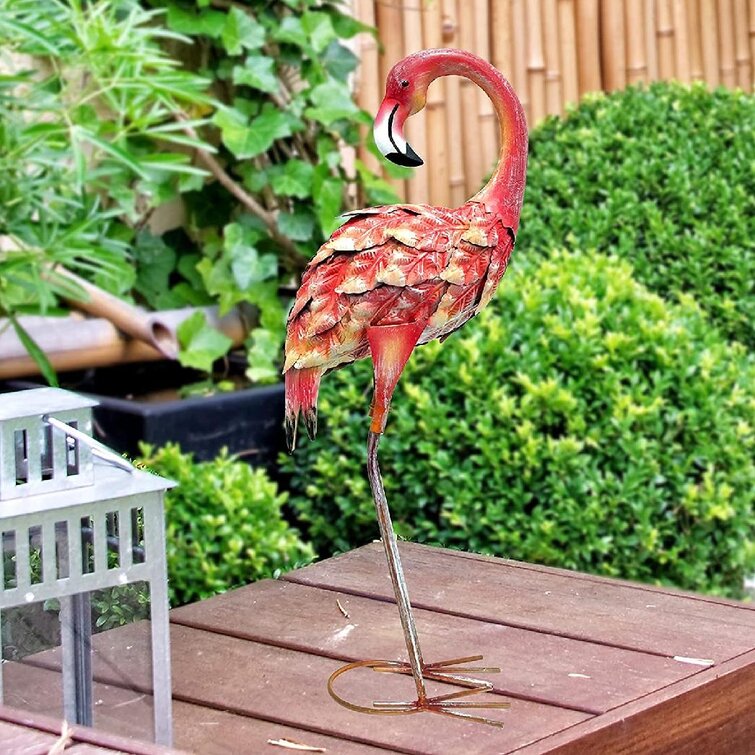 Metal Flamingo Garden Statues Decor Lawn Yard Garden Sculpture Bird Patio Art 