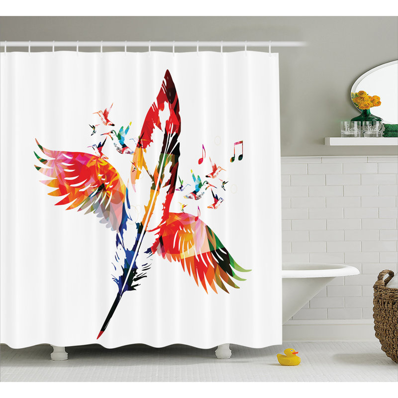 East Urban Home Feather Fashioned Of A Bird Decor Shower Curtain