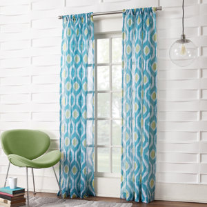 Pavel Ikat Sheer Rod Pocket Single Curtain Panel