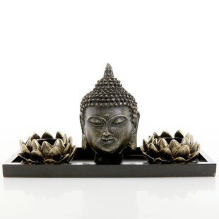 Silver And Dark Brown Thai Buddha 15 cm Tea Light Candle Holder Ornament 
