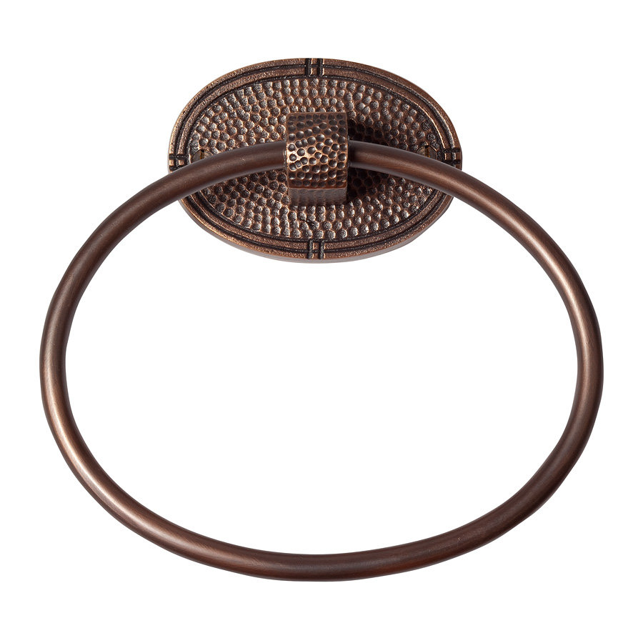 The Copper Factory Wall Mounted Hammered Copper Towel Ring With Backplate Wayfair
