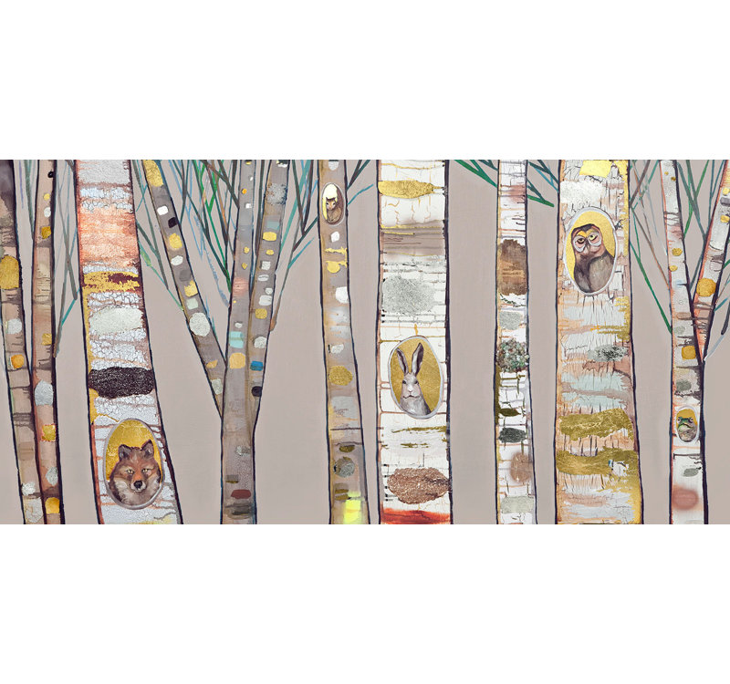 Bungalow Rose Birch Trees Natural Wrapped Canvas Acrylic