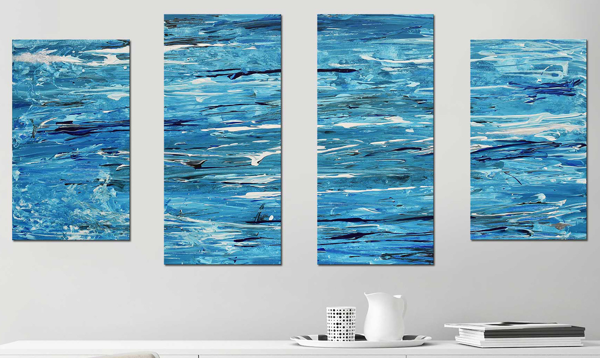 Latitude Run® Blue Maze by Cassie Studios - 4 Piece Print | Wayfair