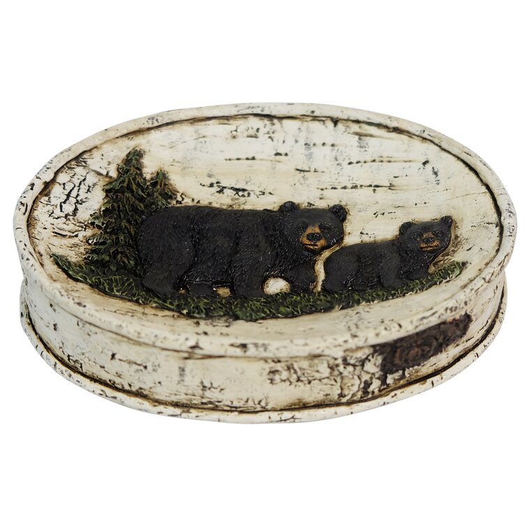 Soap Dish Black Bear on Birch Tree Bathroom Accessories 
