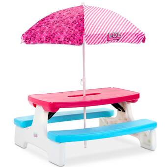 little tikes table and chairs with umbrella