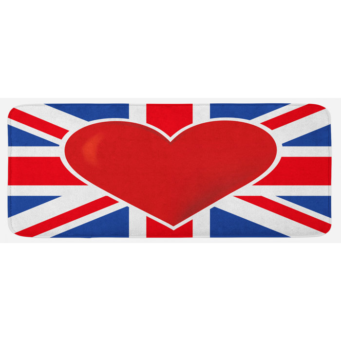 East Urban Home British Flag With A Big Red Heart In Center