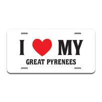 SignMission I Love My Great Pyrenees Plastic License Plate Frame
