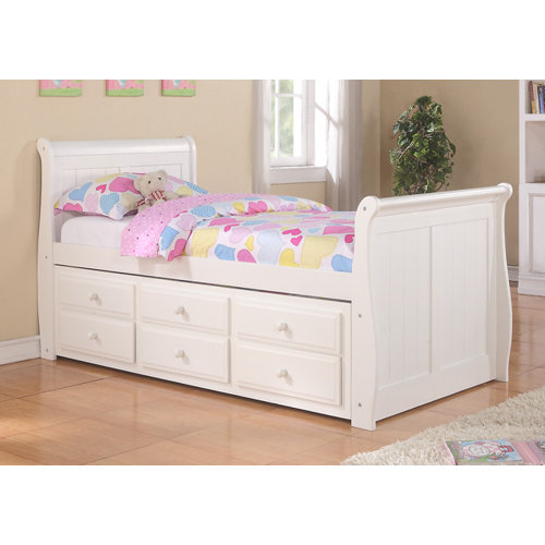 Harriet Bee Jacquline Sleigh Bed With Trundle And Drawers Wayfair