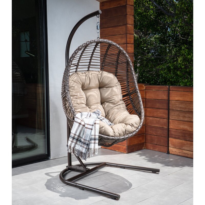 Bayou Breeze Brannan Wicker Swing Chair with Stand | Wayfair