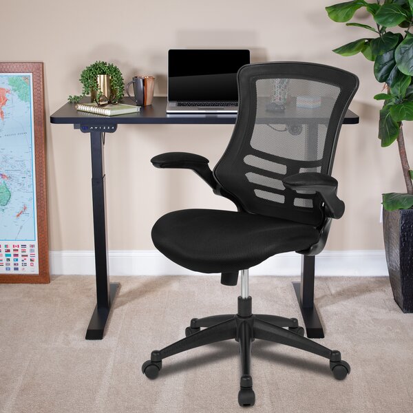 QUALITY STYLISH PADDED MESH SEAT COMPUTER PC OFFICE CHAIR POLISHED BLACK NEW 