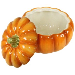Suoha Halloween Pumpkin Snack Bowl Stand with Ceramic Bowl Home Restaurant Desktop Holiday Decoration