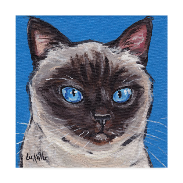 Winston Porter Cat Siamese On Blue Acrylic Painting Print On Wrapped Canvas Wayfair