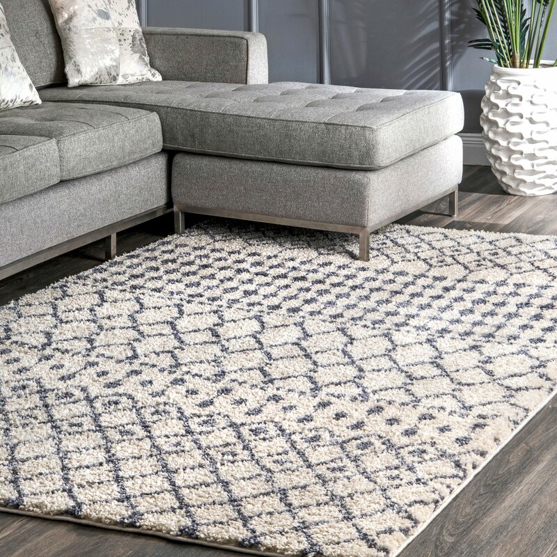 Wrought Studio Rudden Shag Off White Blue Gray Area Rug Reviews Wayfair